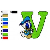 V Donald Duck Disney Baby Alphabet Embroidery Design